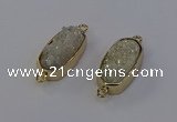 NGC5559 10*22mm - 12*25mm freeform plated druzy quartz connectors