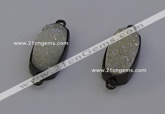 NGC5570 10*22mm - 12*25mm freeform plated druzy quartz connectors