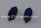 NGC5575 10*22mm - 12*25mm freeform plated druzy quartz connectors