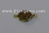 NGC5606 15mm - 16mm coin plated druzy quartz connectors wholesale