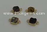 NGC5796 10*10mm square plated druzy agate connectors wholesale
