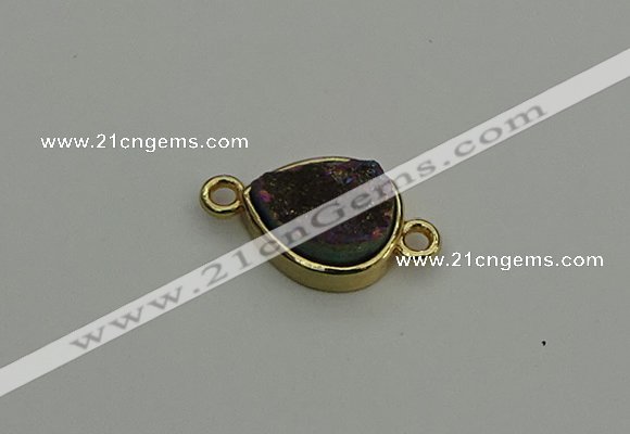NGC5802 10*14mm flat teardrop plated druzy agate connectors