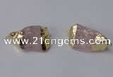 NGC583 18*25mm - 22*30mm nuggets rose quartz gemstone connectors