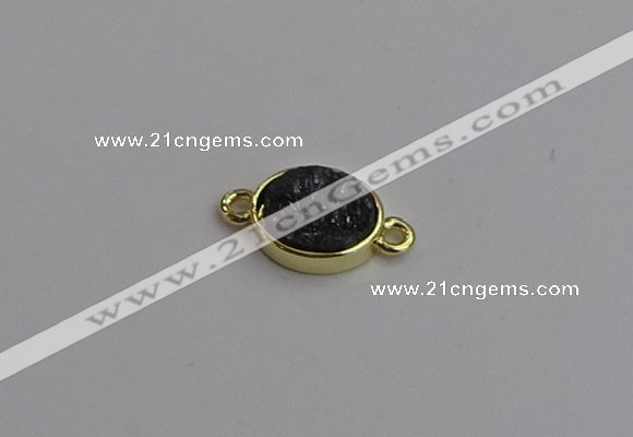 NGC5846 11*13mm oval plated druzy agate connectors wholesale