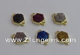 NGC5858 12*12mm hexagon plated druzy agate connectors wholesale