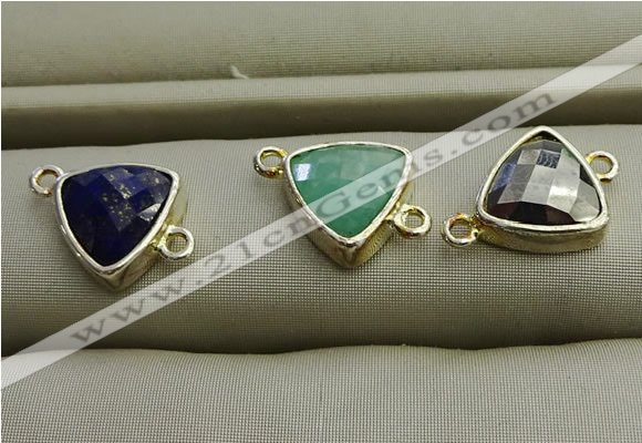 NGC5996 11*11mm triangle mixed gemstone connectors wholesale