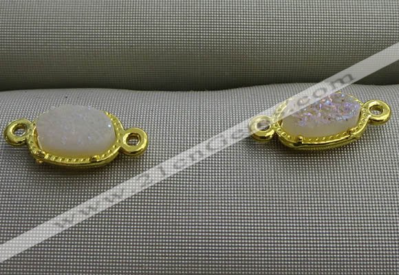 NGC6018 5*8mm oval plated druzy agate connectors wholesale