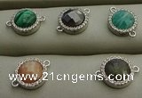 NGC6051 11mm coin mixed gemstone connectors wholesale