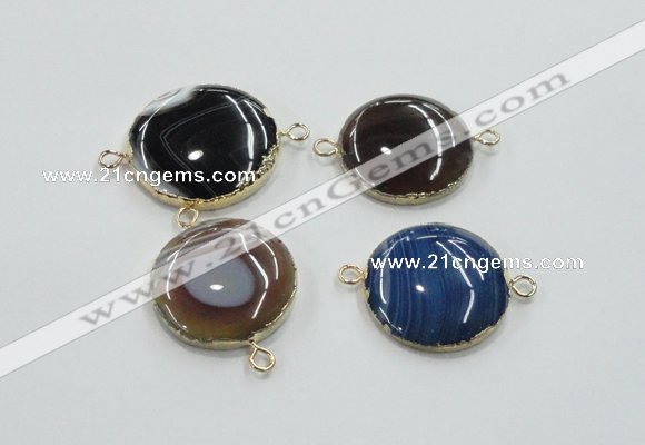 NGC62 30mm - 35mm flat round agate connectors wholesale