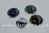 NGC63 30mm - 40mm flat round agate connectors wholesale