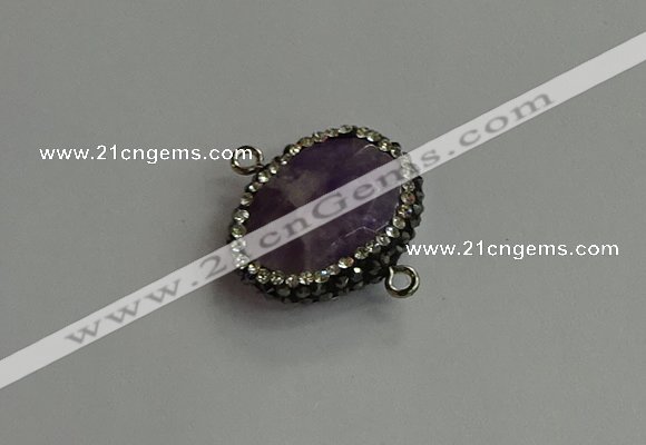 NGC6654 18*25mm faceted freeform amethyst connectors