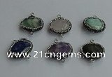 NGC6665 18*25mm faceted freeform mixed gemstone connectors