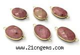 NGC7053 17*22mm faceted oval pink wooden jasper connectors