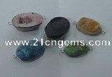 NGC91 15*20mm - 25*35mm oval druzy agate connectors wholesale