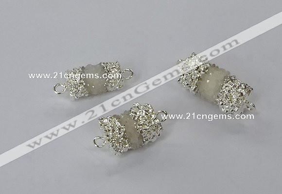 NGC957 10*14mm - 12*22mm tube druzy quartz connectors wholesale