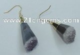 NGE03 15*30mm - 16*35mm freeform druzy amethyst earrings wholesale