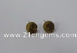 NGE216 8mm coin druzy agate gemstone earrings wholesale