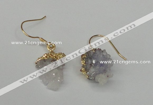 NGE23 10*14mm - 12*16mm nuggets druzy quartz earrings wholesale