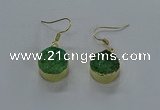 NGE280 15mm - 16mm coin druzy agate gemstone earrings wholeasle