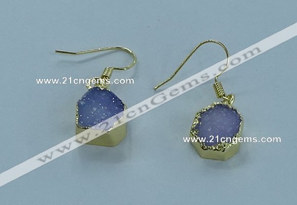 NGE332 9mm - 11mm freeform druzy agate earrings wholesale