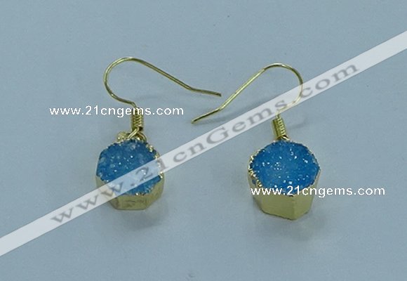 NGE334 9mm - 11mm freeform druzy agate earrings wholesale