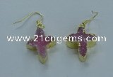 NGE340 13*18mm - 15*20mm cross druzy agate earrings wholesale