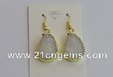 NGE401 15*20mm teardrop AB-color druzy agate gemstone earrings