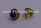 NGE5035 12mm - 14mm coin plated druzy agate gemstone earrings