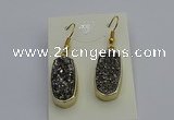 NGE5131 10*22mm - 12*25mm freeform plated druzy quartz earrings
