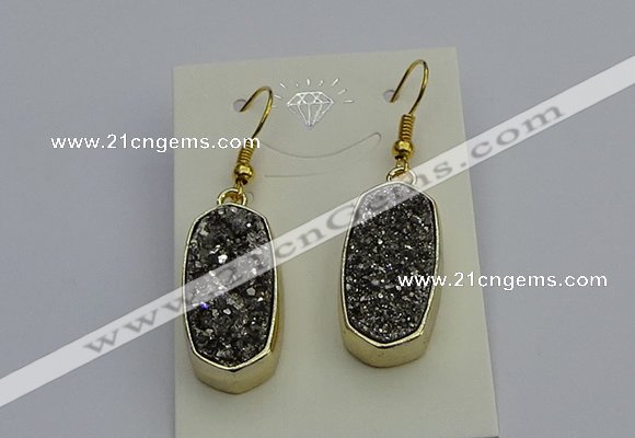 NGE5131 10*22mm - 12*25mm freeform plated druzy quartz earrings