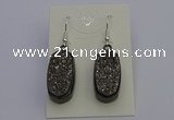 NGE5141 10*22mm - 12*25mm freeform plated druzy quartz earrings