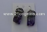 NGE5150 12*20mm - 10*25mm freeform amethyst earrings wholesale