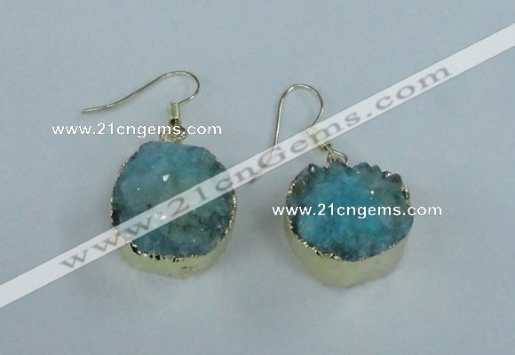 NGE71 18mm coin druzy agate gemstone earrings wholesale