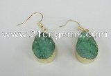 NGE88 15*20mm teardrop druzy agate gemstone earrings wholesale