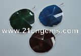 NGP1102 30*40 - 45*65mm freeform druzy agate pendants with brass setting