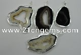NGP1116 30*45 - 45*55mm freeform druzy agate pendants with brass setting
