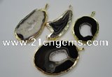 NGP1120 35*50 - 60*70mm freeform druzy agate pendants with brass setting
