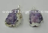 NGP1137 25*35mm - 40*45mm freeform druzy agate pendants with brass setting