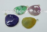 NGP1149 40*50mm - 50*55mm freeform druzy agate pendants with brass setting