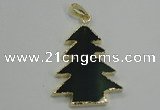 NGP1290 35*45mm leaf green agate pendants with brass setting
