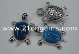 NGP1298 43*60mm tortoise agate pendants with crystal pave alloy settings
