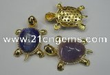 NGP1305 43*60mm tortoise agate pendants with crystal pave alloy settings