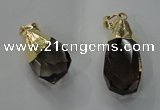 NGP1391 15*25mm - 20*35mm faceted nuggets smoky quartz pendants