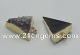 NGP1401 30*35mm - 35*40mm triangle druzy amethyst pendants wholesale