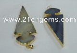 NGP1412 30*65mm arrowhead montana agate pendants wholesale
