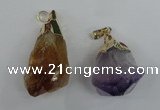 NGP1466 18*35mm - 20*45mm nuggets amethyst & citrine pendants