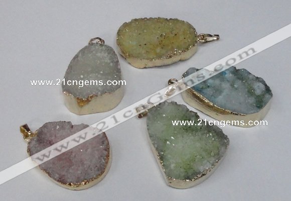 NGP1514 20*30mm - 25*35mm freeform plated druzy agate pendants