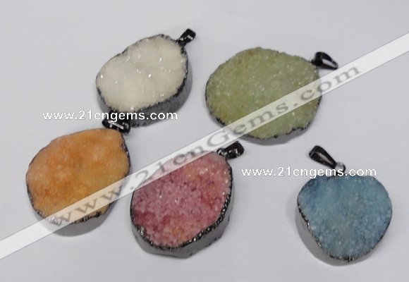 NGP1523 30*35mm - 30*40mm freeform plated druzy agate pendants