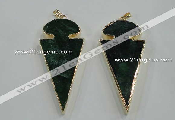 NGP1573 30*65mm arrowhead agate gemstone pendants
