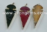 NGP1574 30*65mm arrowhead agate gemstone pendants